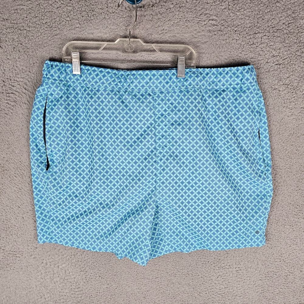 Mack‎ Weldon Wave Runner Swim Trunks Mens 2XL Blue Geometric-Print 6" Inseam